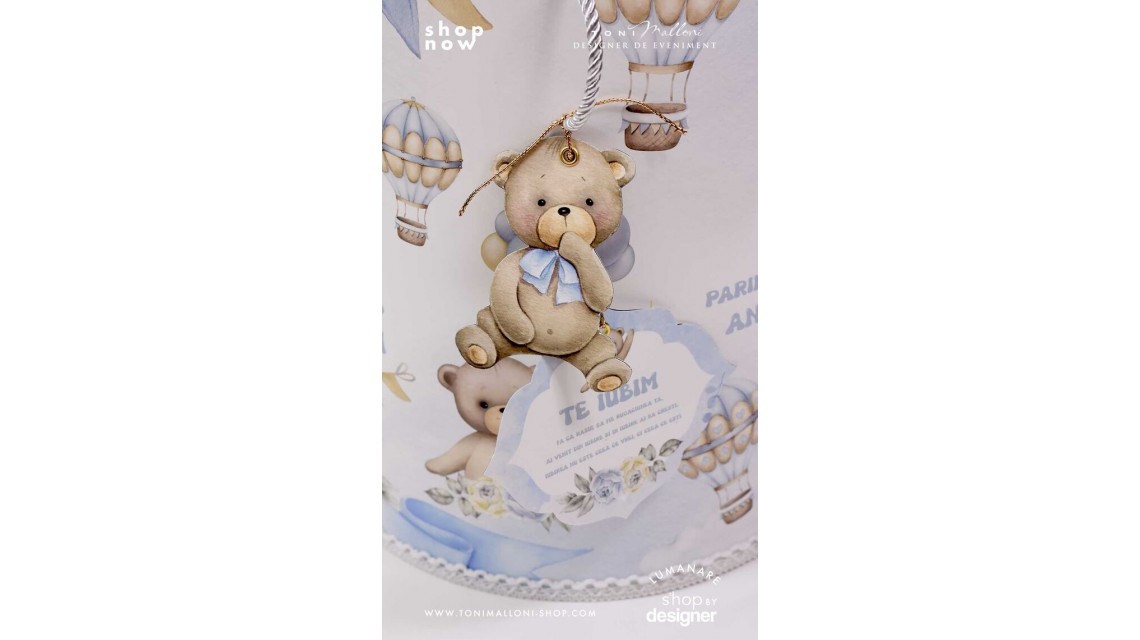 Trusou botez cu ursuleti albastri si baloane de aer cald Teddy Bear Bleu Hot Air Balloons 4